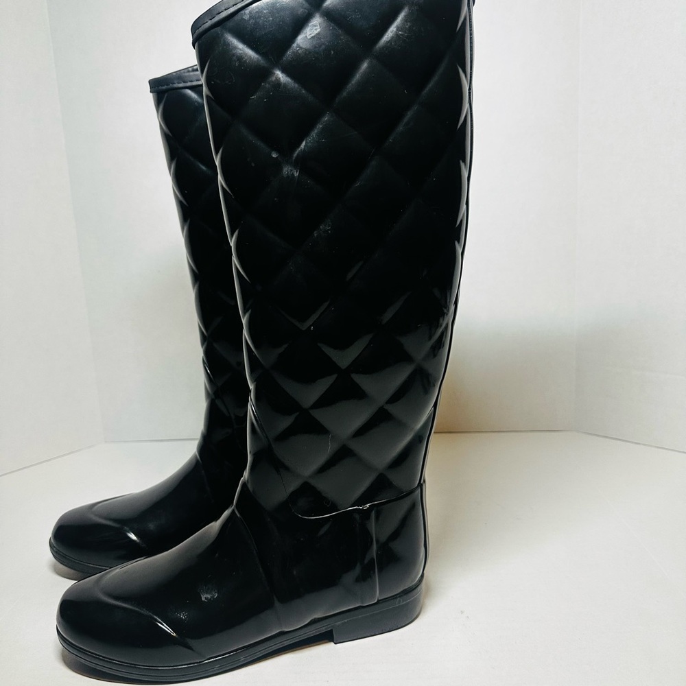 Hunter Black Quilted Knee-High Women's Boots